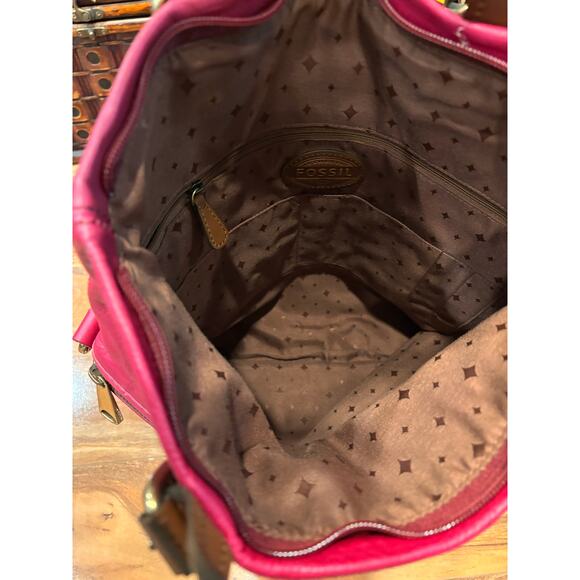 Fossil leather pink satchel large handbag with removable shoulder strap - Picture 8 of 9